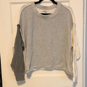 American Eagle Outfitters Colorblock Knit Sweater in Gray, White, Cream